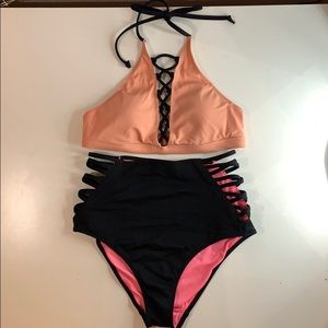 pink bathing suit set